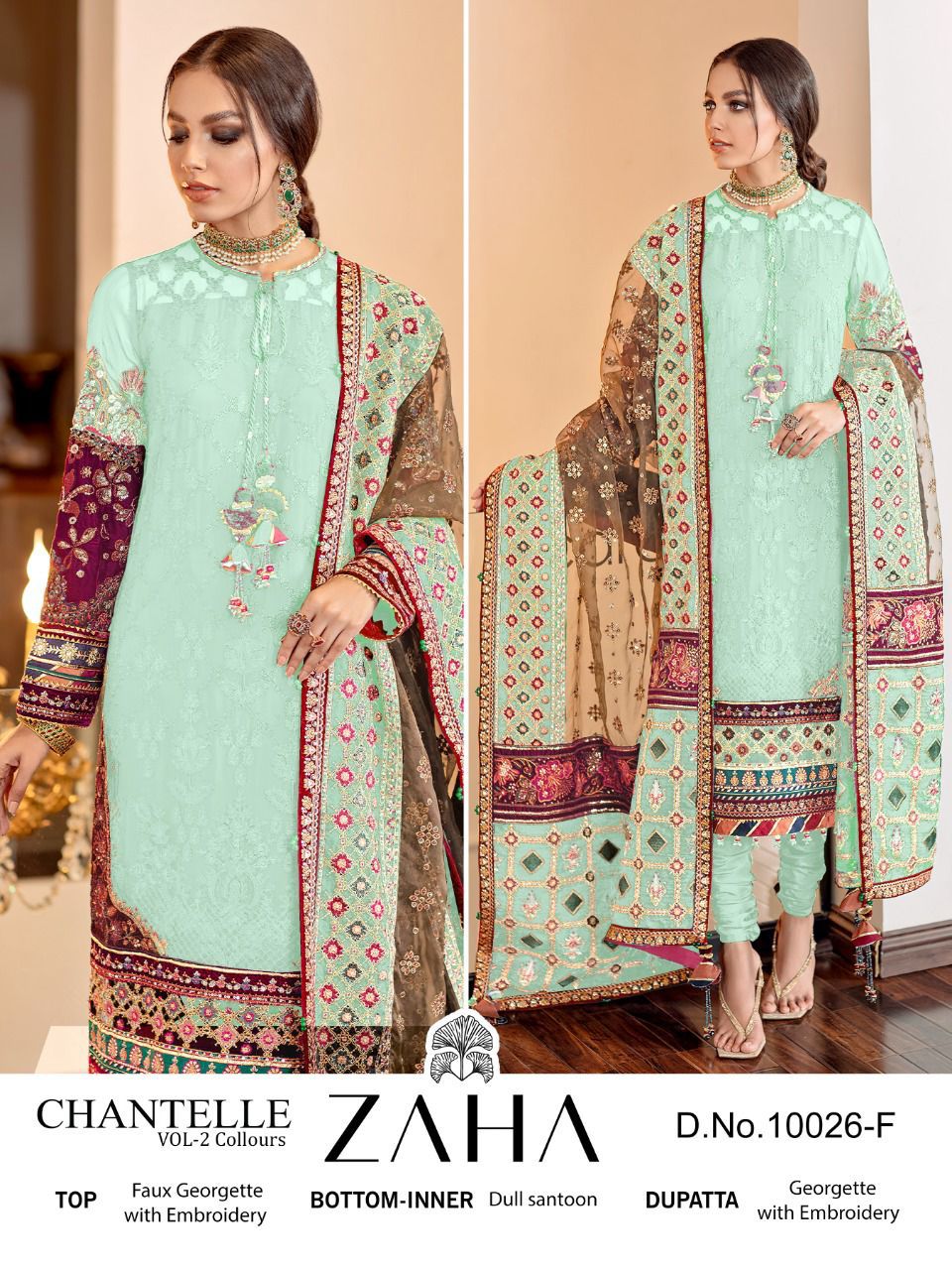 Zaha Chanterelle Vol 2 Heavy Embroidery Festive Wear Wholesale Pakistani Suits
